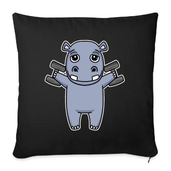 Hippo Dumbbell Training Strength Training Fitness - Sofa pillowcase 17,3'' x 17,3'' (45 x 45 cm) - black - Front