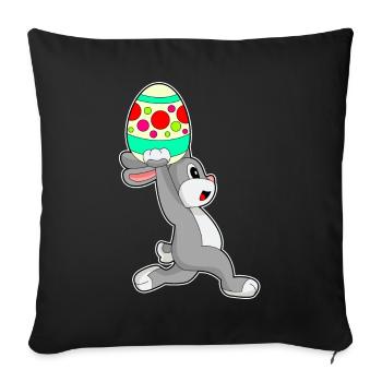 Jogging de Pâques avec un lapin - Housse de coussin décorative 45 x 45 cm - noir - Devant