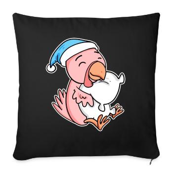 poulet avec oreiller et bonnet somnolent - Housse de coussin décorative 45 x 45 cm - noir - Devant