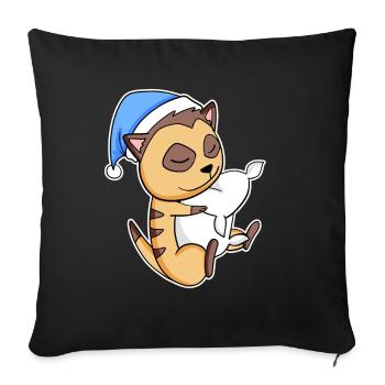 Meerkat with pillow and sleepy cap - Sofa pillowcase 17,3'' x 17,3'' (45 x 45 cm) - black - Front
