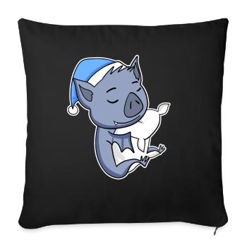 Bat with pillow and sleepy cap - Sofa pillowcase 17,3'' x 17,3'' (45 x 45 cm) - black - Front
