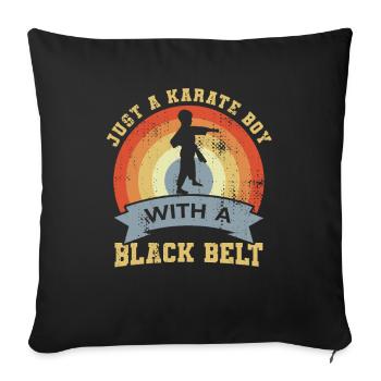Garçon de karaté avec ceinture noire - Housse de coussin décorative 45 x 45 cm - noir - Devant