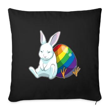 Bunny Arc-en-ciel de Pâques - Housse de coussin décorative 45 x 45 cm - noir - Devant