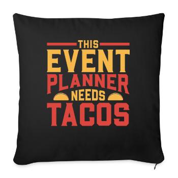 Taco Cuisine mexicaine Tacos - Housse de coussin décorative 45 x 45 cm - noir - Devant
