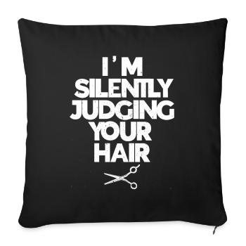 Cadeau de coiffeur pour salon de coiffure disant coiffeur - Housse de coussin décorative 45 x 45 cm - noir - Devant