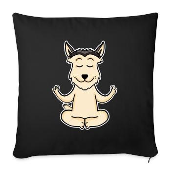 Yoga - Motif Chien Berger de Picardie - Housse de coussin décorative 45 x 45 cm - noir - Devant