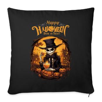 Drink Or Treat Funny Happy Halloween Monster - Sofa pillowcase 17,3'' x 17,3'' (45 x 45 cm) - black - Front
