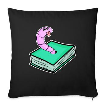 Book Worm - Sofa pillowcase 17,3'' x 17,3'' (45 x 45 cm) - black - Front