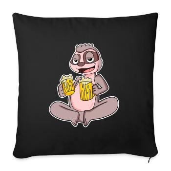 Faultier mit Bier - Sofakissenbezug 45 x 45 cm - Schwarz - Vorne