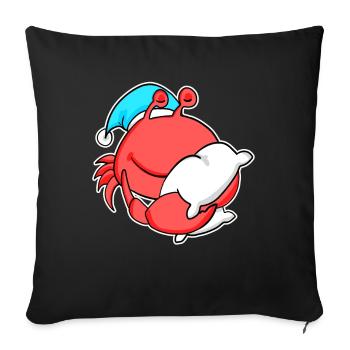 Crab with pillow and sleepy cap - Sofa pillowcase 17,3'' x 17,3'' (45 x 45 cm) - black - Front