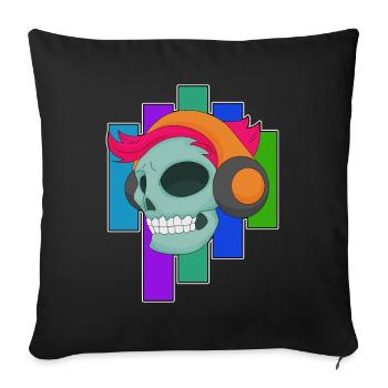 Musique casque Skull - Housse de coussin décorative 45 x 45 cm - noir - Devant