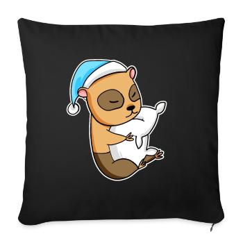 Cochon d’Inde domestique avec oreiller et bonnet somnolent - Housse de coussin décorative 45 x 45 cm - noir - Devant