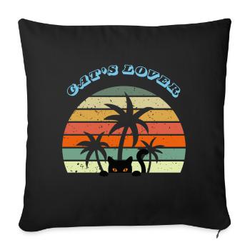 Retrosunset chat noir vintage - cat's lover - Housse de coussin décorative 45 x 45 cm - noir - Devant