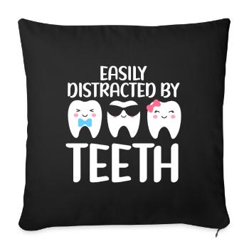 Diplôme d’étudiant dentiste en dentisterie dentaire - Housse de coussin décorative 45 x 45 cm - noir - Devant