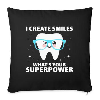 Diplôme d’étudiant dentiste en dentisterie dentaire - Housse de coussin décorative 45 x 45 cm - noir - Devant