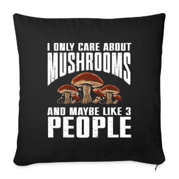 Mushroom, Mycology, Mycologist, Collector - Sofa pillowcase 17,3'' x 17,3'' (45 x 45 cm) - black - Front