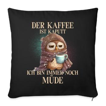 Eule Kaffee - Sofakissenbezug 45 x 45 cm - Schwarz - Vorne