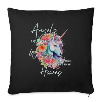 Magical unicorn design with flowers and saying - Sofa pillowcase 17,3'' x 17,3'' (45 x 45 cm) - black - Front