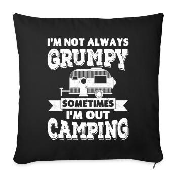 Je ne suis pas toujours , parfois je suis en camping - Housse de coussin décorative 45 x 45 cm - noir - Devant