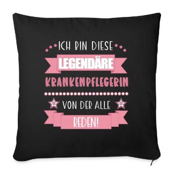 Lustiger Spruch für Krankenpflegerin – Geschenk - Sofakissenbezug 45 x 45 cm - Schwarz - Vorne
