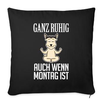 Montag Yoga Hund - Sofakissenbezug 45 x 45 cm - Schwarz - Vorne