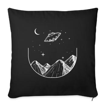 Mountains Night Sky UFO - Sofa pillowcase 17,3'' x 17,3'' (45 x 45 cm) - black - Front
