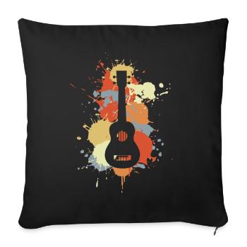 Ukulélé Musique Rétro - Housse de coussin décorative 45 x 45 cm - noir - Devant
