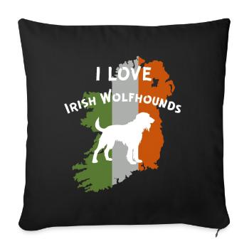 Aperçu du lévrier irlandais avec motivation du drapeau - Housse de coussin décorative 45 x 45 cm - noir - Devant