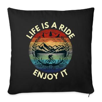 La vie est une balade, profitez-en - Housse de coussin décorative 45 x 45 cm - noir - Devant