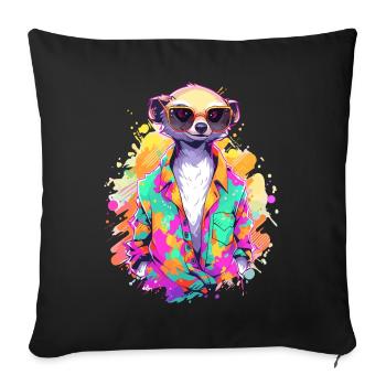 Cool Meerkat Sarfari Africa Lover - Sofa pillowcase 17,3'' x 17,3'' (45 x 45 cm) - black - Front