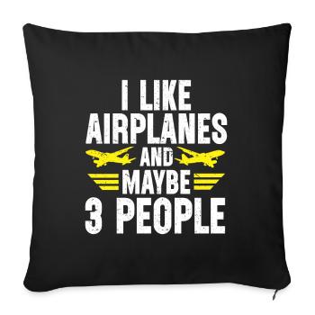Pilot Quote Flight Lover Aircraft Aviation - Sofa pillowcase 17,3'' x 17,3'' (45 x 45 cm) - black - Front
