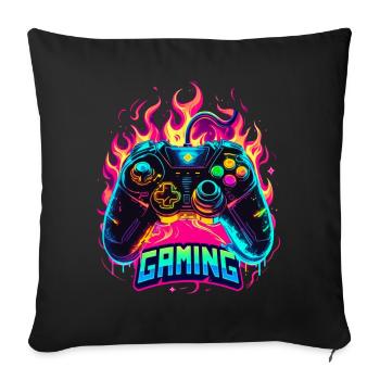 Gaming Controller Flames Art - Sofa pillowcase 17,3'' x 17,3'' (45 x 45 cm) - black - Front
