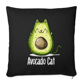 Avocado Cat Cats Vegetarian Gift - Sofa pillowcase 17,3'' x 17,3'' (45 x 45 cm) - black - Front