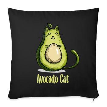 Avocado Cat Cats Vegetarian Gift - Sofa pillowcase 17,3'' x 17,3'' (45 x 45 cm) - black - Front