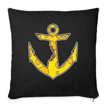 Cheese Anchor Captain Symbol - Sofa pillowcase 17,3'' x 17,3'' (45 x 45 cm) - black - Front