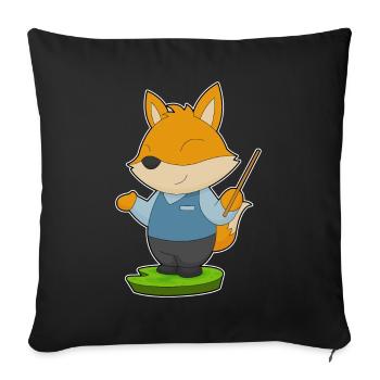 École du professeur renard pointant des bâtons - Housse de coussin décorative 45 x 45 cm - noir - Devant
