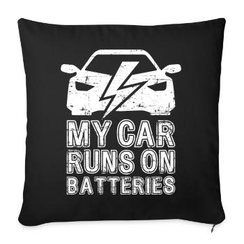My Car Runs On Batteries eCar Electric Car - Sofa pillowcase 17,3'' x 17,3'' (45 x 45 cm) - black - Front