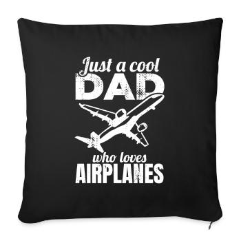 Papa amoureux de l’avion - Housse de coussin décorative 45 x 45 cm - noir - Devant