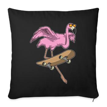 Flamingo Skater Skateboard Sport - Housse de coussin décorative 45 x 45 cm - noir - Devant