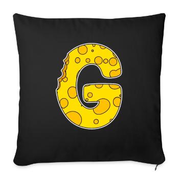 Letter G - Initial Letter G - Cheese Motif - Sofa pillowcase 17,3'' x 17,3'' (45 x 45 cm) - black - Front