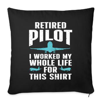 Pilot Quote Flight Lover Aircraft Aviation - Sofa pillowcase 17,3'' x 17,3'' (45 x 45 cm) - black - Front