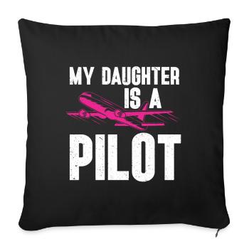 Pilot Quote Flight Lover Aircraft Aviation - Sofa pillowcase 17,3'' x 17,3'' (45 x 45 cm) - black - Front