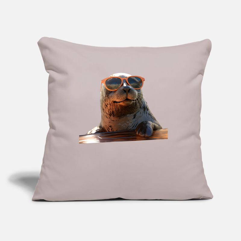 Phoque avec lunettes de soleil Phoque Morse Phoques mignons Housse de coussin décorative 45 x 45 cm