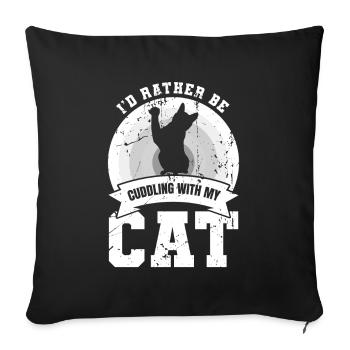 Je faisais des câlins à mon chat - Housse de coussin décorative 45 x 45 cm - noir - Devant
