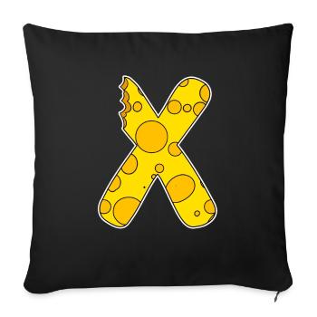 Letter X - Initial Letter X - Cheese Motif - Sofa pillowcase 17,3'' x 17,3'' (45 x 45 cm) - black - Front