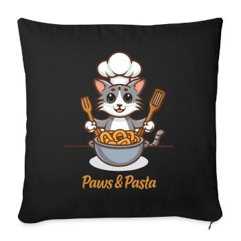 Pattes et pâtes drôles de chats dictons d’animaux - Housse de coussin décorative 45 x 45 cm - noir - Devant