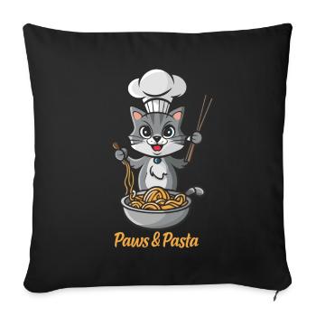 Pattes et pâtes drôles de chats dictons d’animaux - Housse de coussin décorative 45 x 45 cm - noir - Devant