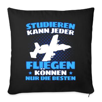 Fliegen Flugzeug Pilot Flieger Modellbau Piloten - Sofakissenbezug 45 x 45 cm - Schwarz - Vorne