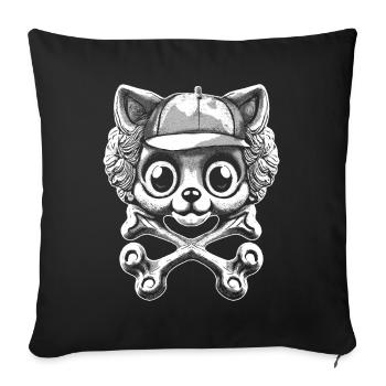 Kätzchen-Abenteuer: Piraten-Style & Knochen-Shirt - Sofakissenbezug 45 x 45 cm - Schwarz - Vorne