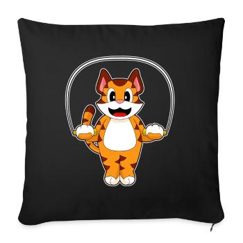 Tiger Seilspringen Springseil Fitness - Sofakissenbezug 45 x 45 cm - Schwarz - Vorne